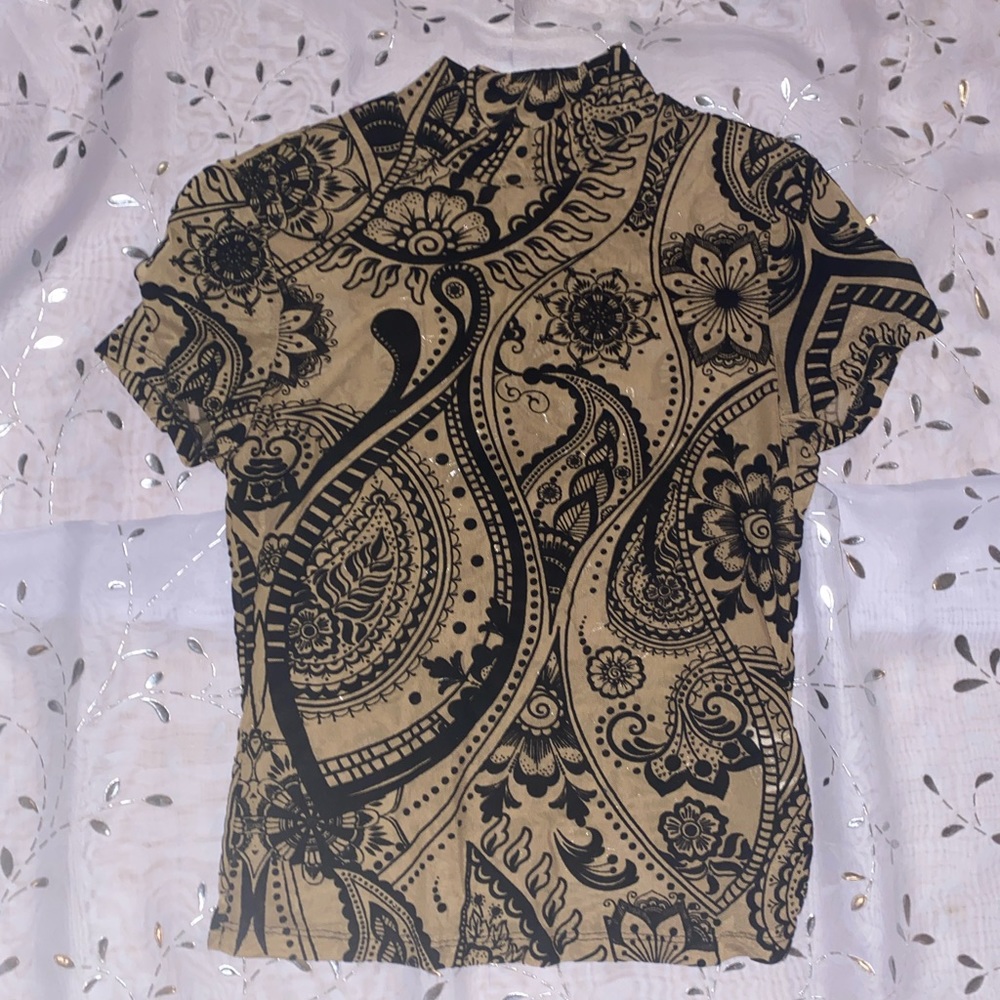 Sheer too with black velvet detailing